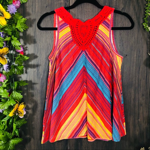 .🌸5/$25🌸Energie Stripped Sleeveless Blouse Large - Picture 7 of 12